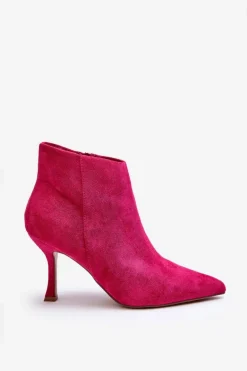 Damskie Zamszowe Botki Na Szpilce Fuksja Merisa