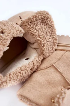 Damskie Zamszowe Botki Trapery Beżowe Bellita