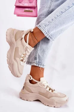Damskie Zamszowe Buty Sportowe Sneakersy Jasnobeżowe Britany