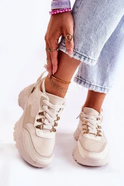 Damskie Zamszowe Buty Sportowe Sneakersy Jasnobeżowe Britany