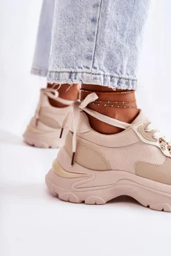 Damskie Zamszowe Buty Sportowe Sneakersy Jasnobeżowe Britany