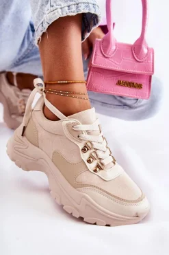 Damskie Zamszowe Buty Sportowe Sneakersy Jasnobeżowe Britany