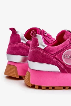 Damskie Zamszowe Buty Sportowe Na Platformie GOE LL2N4002 Fuksja