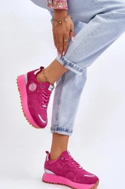 Damskie Zamszowe Buty Sportowe Na Platformie GOE LL2N4002 Fuksja