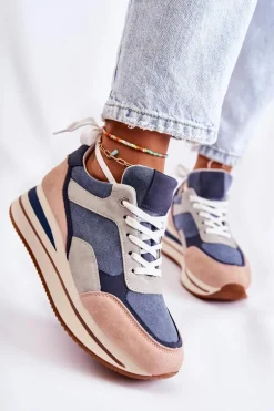 Damskie Zamszowe Buty Sportowe Niebiesko-Szare Elisse