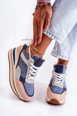 Damskie Zamszowe Buty Sportowe Niebiesko-Szare Elisse