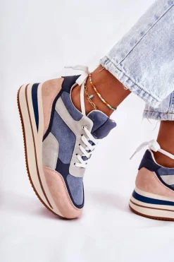 Damskie Zamszowe Buty Sportowe Niebiesko-Szare Elisse