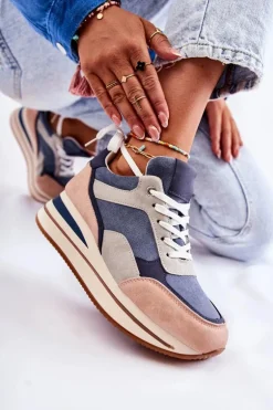 Damskie Zamszowe Buty Sportowe Niebiesko-Szare Elisse