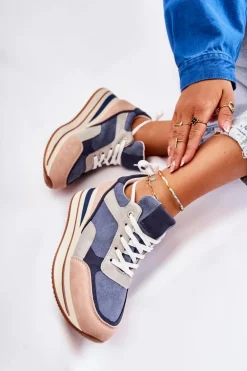 Damskie Zamszowe Buty Sportowe Niebiesko-Szare Elisse