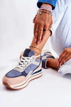 Damskie Zamszowe Buty Sportowe Niebiesko-Szare Elisse