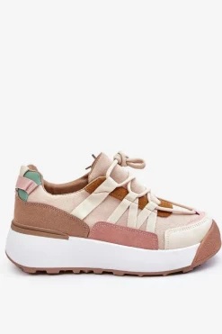 Damskie Zamszowe Buty Sportowe Na Platformie Beżowo-Brązowe Rohan