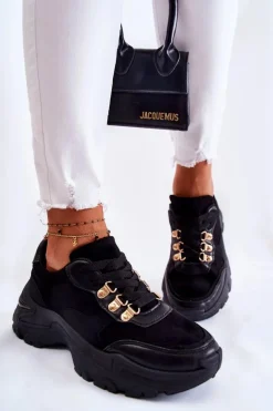 Damskie Zamszowe Buty Sportowe Sneakersy Czarne Britany