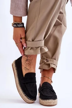 Damskie Zamszowe Espadryle Czarne Keyla