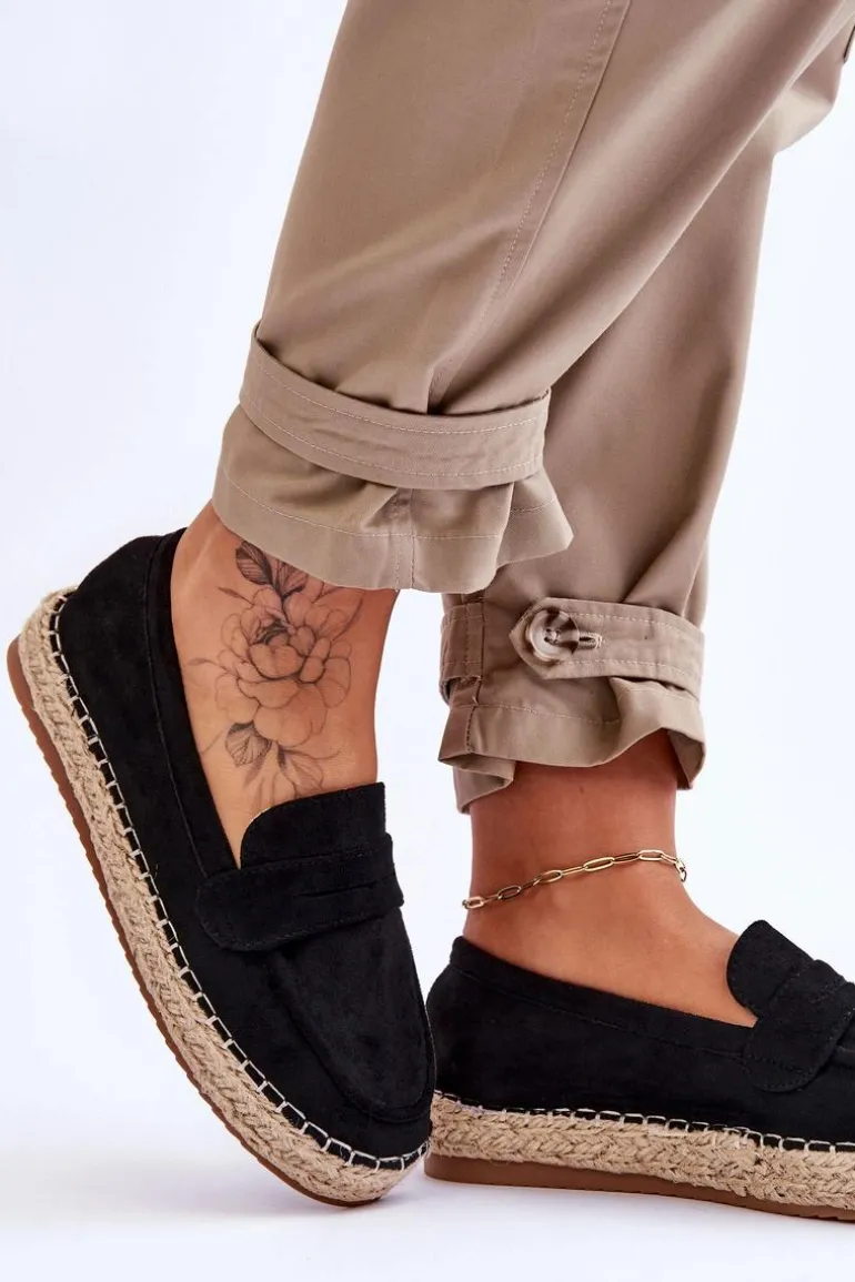 Damskie Zamszowe Espadryle Czarne Keyla