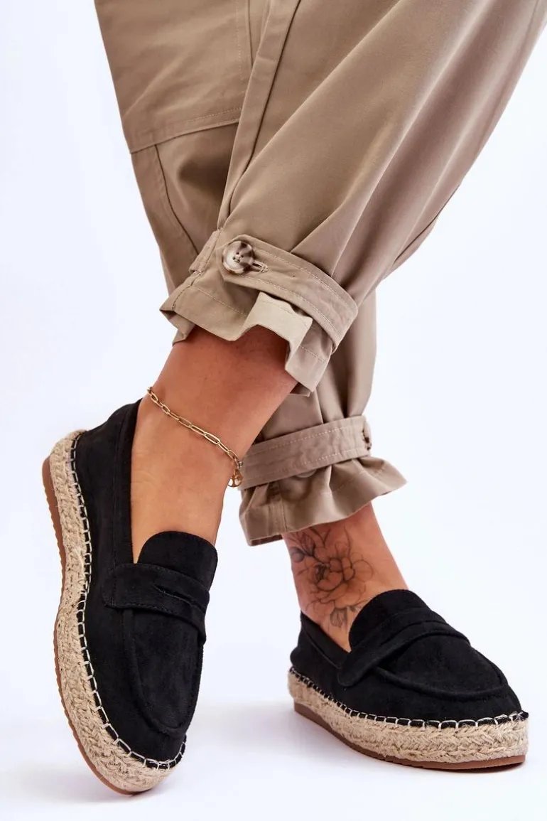 Damskie Zamszowe Espadryle Czarne Keyla
