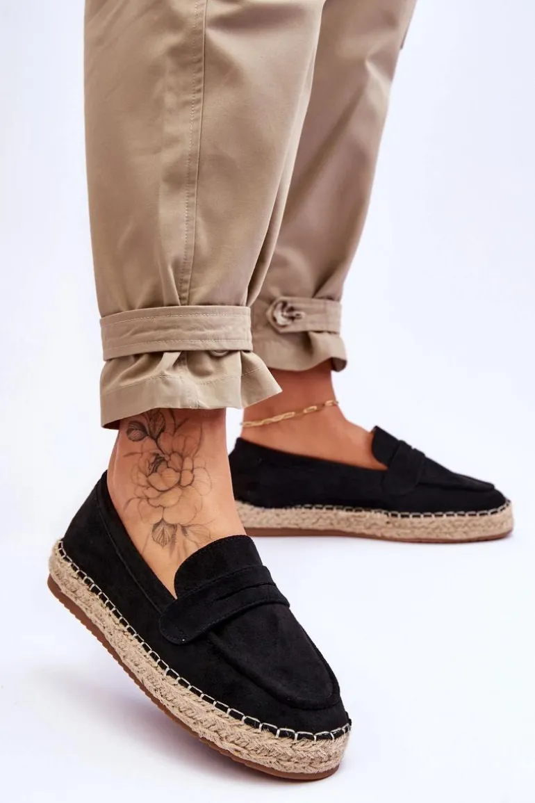 Damskie Zamszowe Espadryle Czarne Keyla