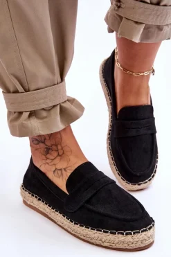 Damskie Zamszowe Espadryle Czarne Keyla