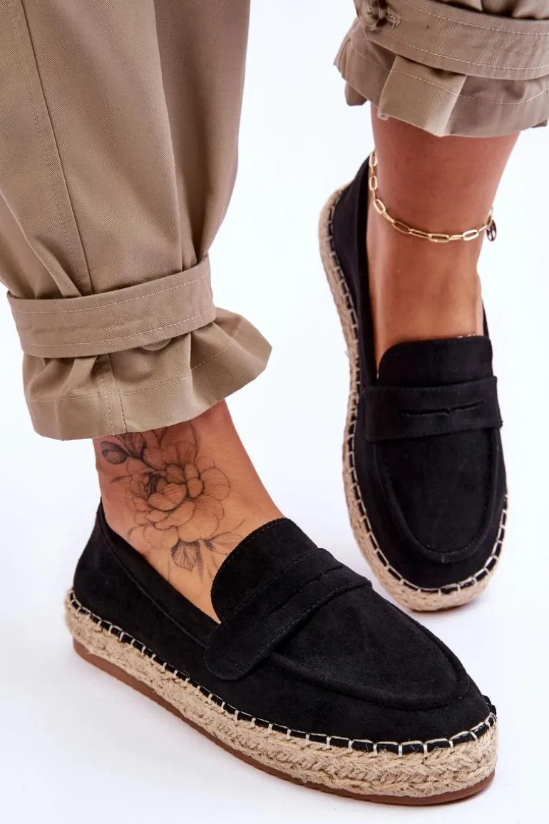 Damskie Zamszowe Espadryle Czarne Keyla