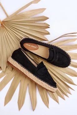 Damskie Zamszowe Espadryle Czarne Keyla