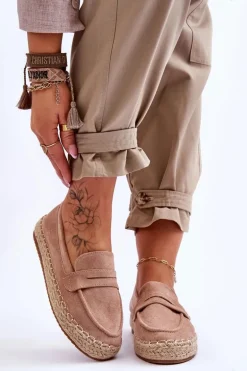 Damskie Zamszowe Espadryle Beżowe Keyla