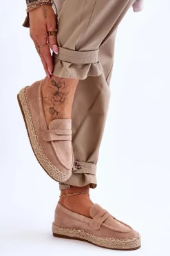 Damskie Zamszowe Espadryle Beżowe Keyla