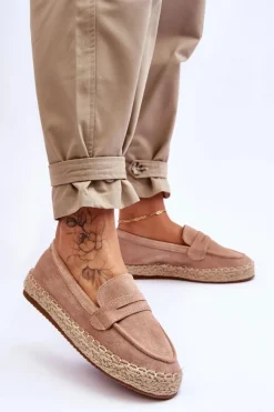 Damskie Zamszowe Espadryle Beżowe Keyla