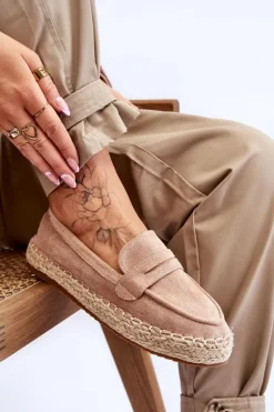 Damskie Zamszowe Espadryle Beżowe Keyla