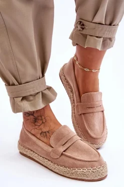 Damskie Zamszowe Espadryle Beżowe Keyla