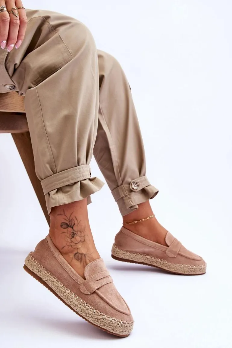 Damskie Zamszowe Espadryle Beżowe Keyla