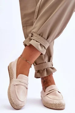 Damskie Zamszowe Espadryle Jasnobeżowe Keyla