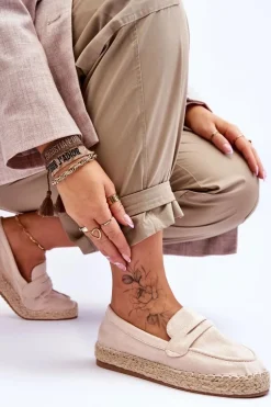 Damskie Zamszowe Espadryle Jasnobeżowe Keyla