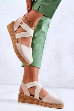 Damskie Zamszowe Espadryle Big Star JJ276038 Beżowe
