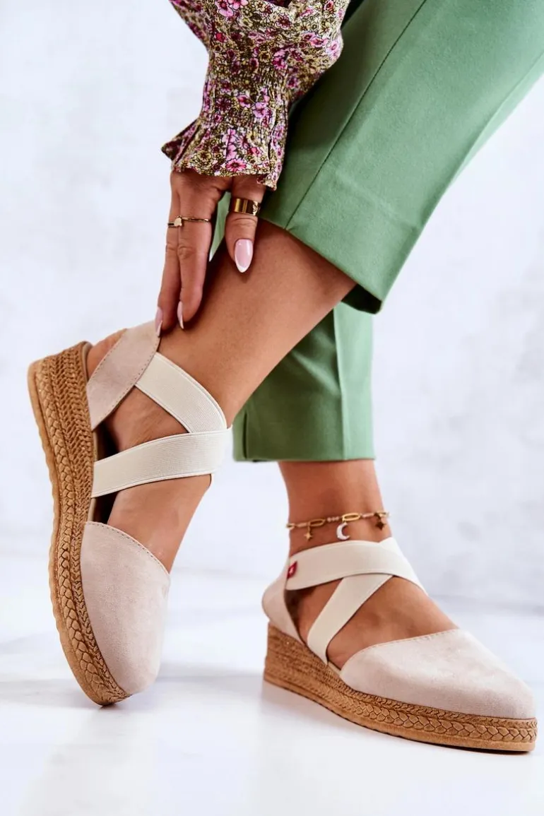 Damskie Zamszowe Espadryle Big Star JJ276038 Beżowe