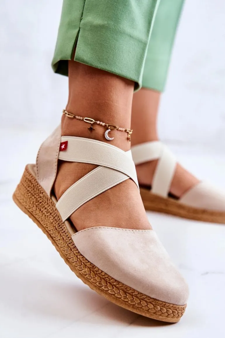 Damskie Zamszowe Espadryle Big Star JJ276038 Beżowe