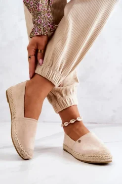 Damskie Zamszowe Espadryle Beżowe Joaquin