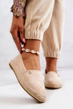 Damskie Zamszowe Espadryle Beżowe Joaquin
