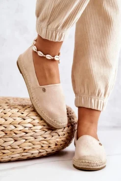 Damskie Zamszowe Espadryle Beżowe Joaquin