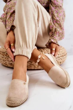 Damskie Zamszowe Espadryle Beżowe Joaquin