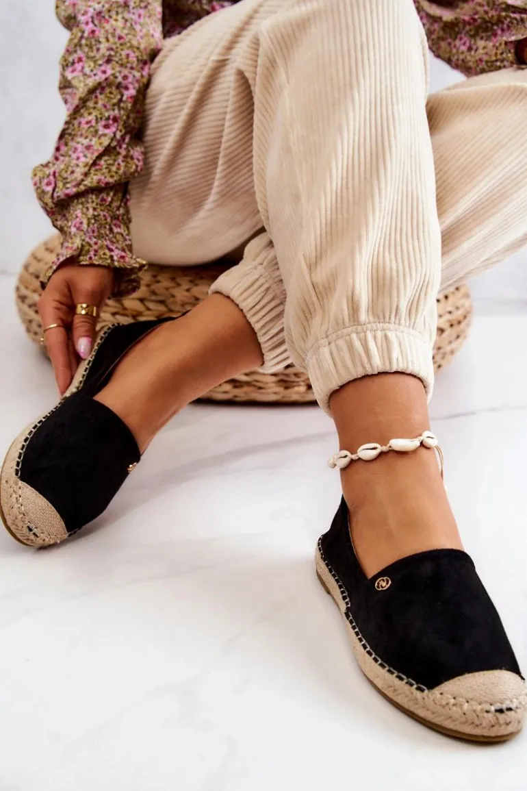 Damskie Zamszowe Espadryle Czarne Joaquin
