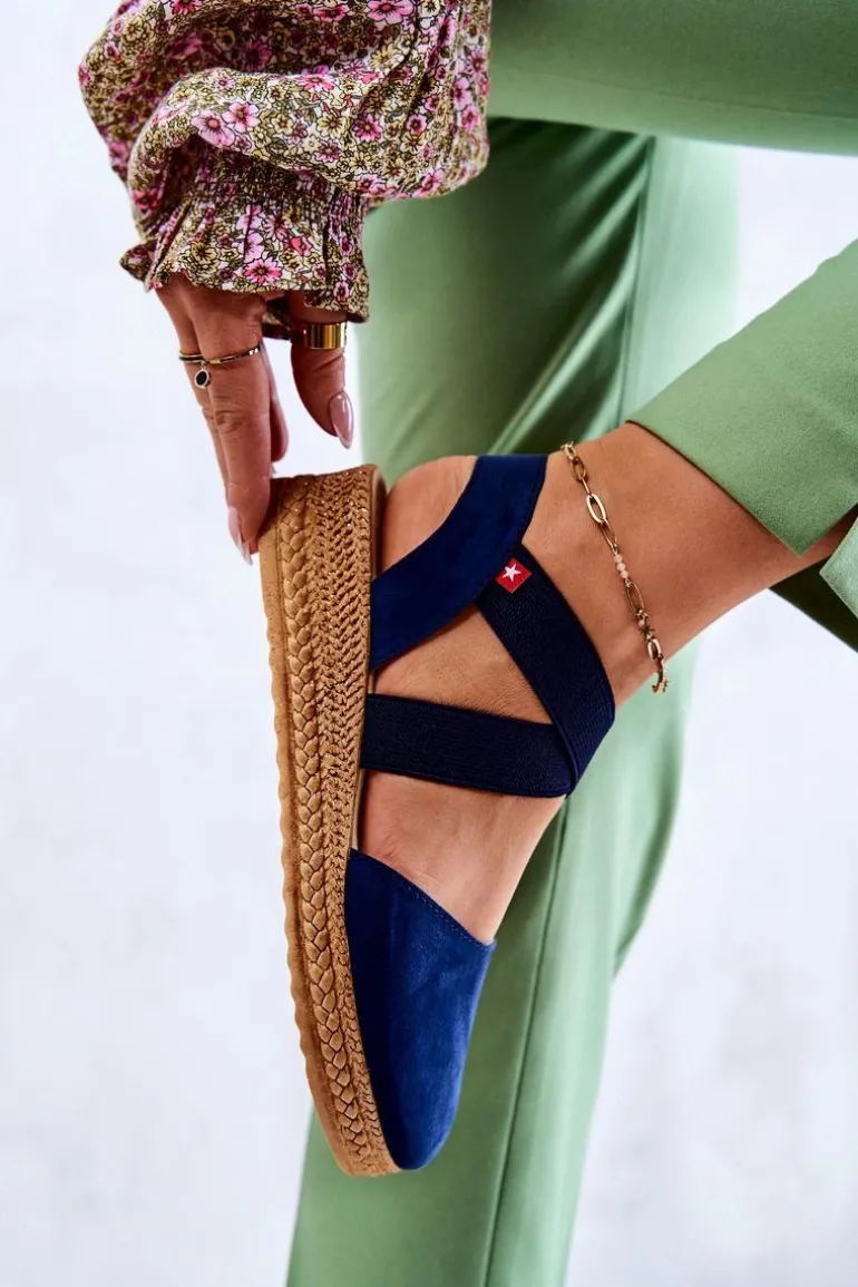 Damskie Zamszowe Espadryle Big Star JJ276037 Granatowe