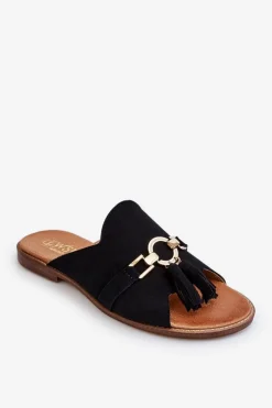 Damskie Zamszowe Klapki Lewski Shoes 3226 Czarne