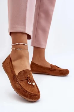 Damskie Zamszowe Klasyczne Mokasyny Camel Ontala