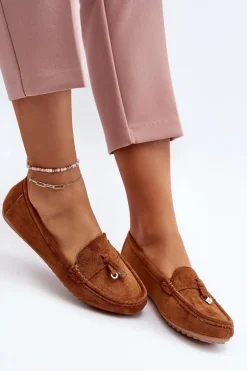 Damskie Zamszowe Klasyczne Mokasyny Camel Ontala