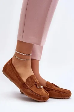 Damskie Zamszowe Klasyczne Mokasyny Camel Ontala