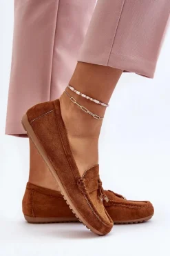 Damskie Zamszowe Klasyczne Mokasyny Camel Ontala