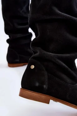 Damskie Zamszowe Kozaki Do Kolan Maciejka 05790-01 Czarne