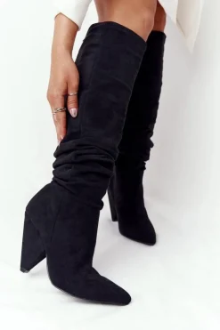 Damskie Zamszowe Kozaki Lu Boo Czarne