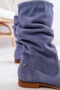 Damskie Zamszowe Kozaki Maciejka 05057-06 Niebieskie