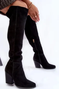 Damskie Zamszowe Kozaki Muszkieterki Lewski 2833 Czarne