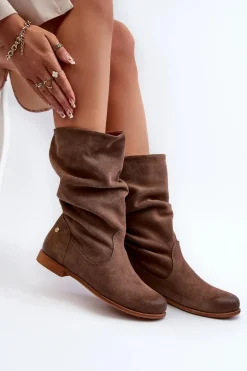 Damskie Zamszowe Kozaki Maciejka 05057-14 Brązowe